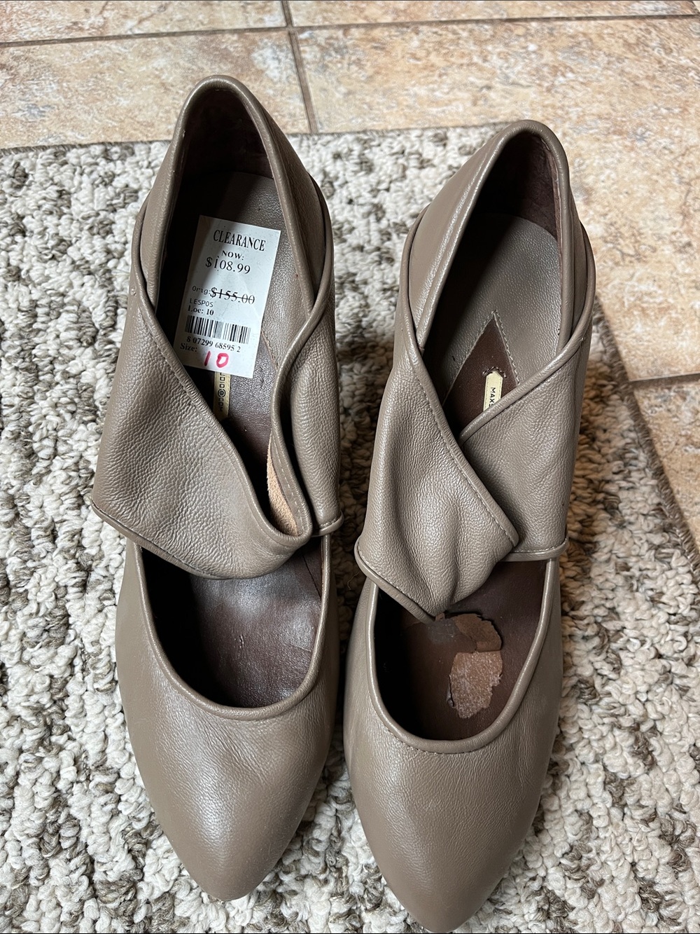 Max Studio Taupe Wrap-Front Leather Pumps